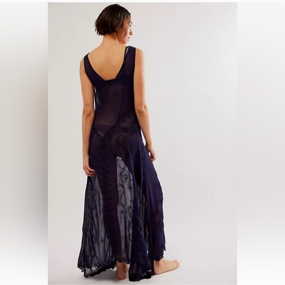 Free People Yours Truly Embroidered Slip Maxi Dress